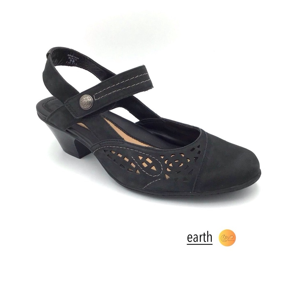Earth Bantam Women's  Black Slingback Heeled Sandals